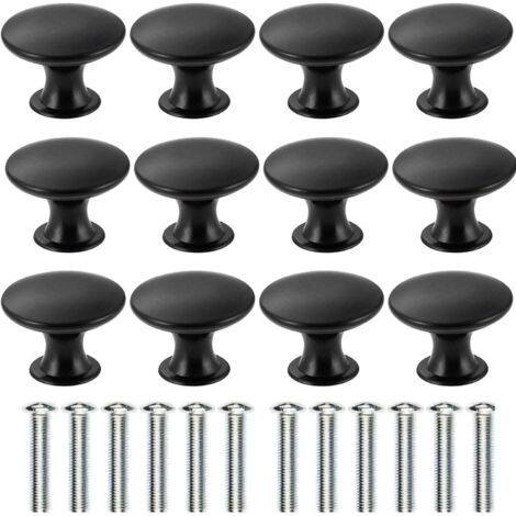 12 Stück schwarze Schubladen-Türgriffe, 30 mm Möbelknauf, Schubladenknöpfe mit einem runden Loch, Türknöpfe, Möbelgriffe für Schrank, Kleiderschrank, Küche, Kinderzimmer (1/5)