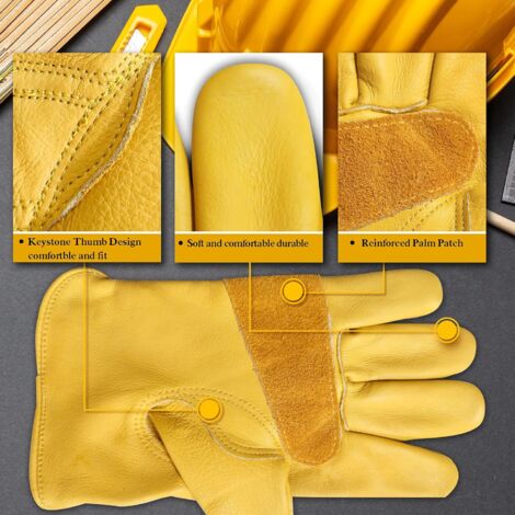 Produktbild von 1 Paar Imkerhandschuhe Aus Ziegenleder – Lang, XL, Atmungsaktiv, Mit Segeltuch, Für Imker Und Gartenarbeit