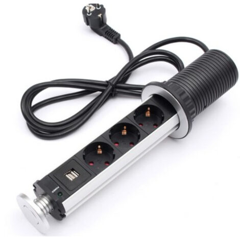 Elektrische Steckdose für Arbeitsplatte, Schreibtisch, Sockel, USB-Tischsteckdose, versteckte Schreibtischsteckdose, europäischer Standard (3 Steckdosen) (1/3)