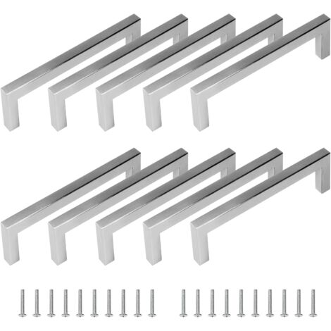 10 x 128 mm Bohrloch Edelstahl Silber Möbelgriffe Stangengriff (Rohrdurchmesser: 12 x 12 mm) (1/5)