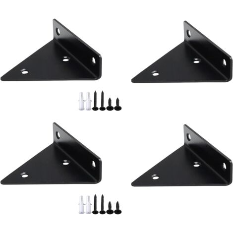 4 Stück schwebende Regalhalterungen, dreieckige Regalhalterung aus Metall, schwimmende, verdeckte Wandregalhalterung mit 16 Schrauben, Wandregalhalterung, DIY-Raumdekoration – Schwarz (1/5)