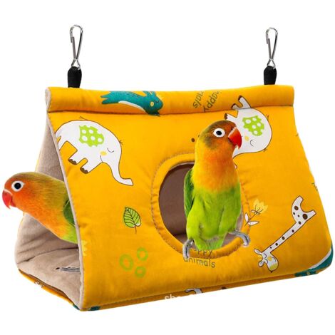 Papageien-Hängematte, warmes Vogelnest, weiche Plüsch-Hängematte, hängendes Käfigzelt für Sittiche, Nymphensittiche, Amazonen, Kakadus, Kanarienvögel, Käfigspielzeug, M (1/5)