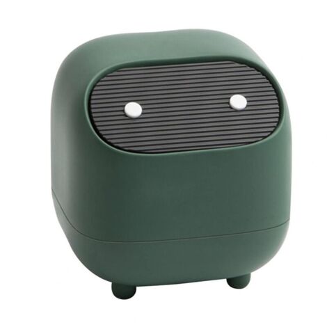 Kleiner süßer Mülleimer, Ninja-Desktop-Mülleimer mit Deckel, Auto-Mülleimer, Haushalts-Mülleimer, Büro-Mülleimer (grüner Mülleimer) (1/5)