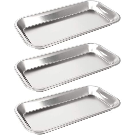 3-teiliges Edelstahltablett, kleines Instrumententablett, chirurgisches Tablett für Laborinstrumente, Zahnwerkzeuge