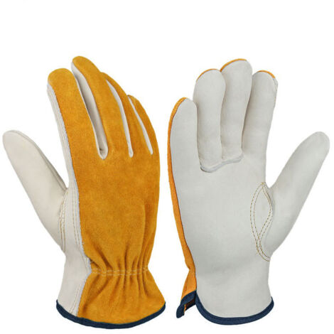2 Paar flexible, dornenfeste Handschuhe-Set – bequeme Leder-Arbeitshandschuhe für Garten, Hof, Schweißen – für Männer und Frauen (XL) (1/4)