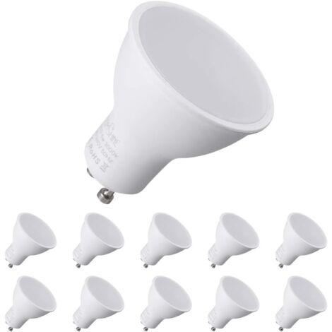 GU10-LED-Leuchtmittel, 7 W, entspricht 70 W Halogenbirne, 550 ml, Warmweiß 3000 K, 120° breite Strahlen, Spot-LED-Leuchtmittel, 10er-Pack [Energieklasse A++] [Energieklasse F] (1/5)