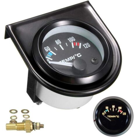 Auto-Wassertemperaturanzeige-Set, schwarze LED, universelle Auto-Wassertemperaturanzeige, 101,6–120 ° Zifferblätter (Durchmesser 52 mm)
