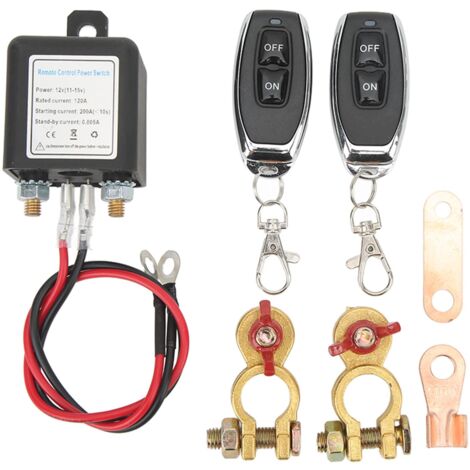 Fernbatterie-Trennschalter, DC 12 V Auto-Trennschalter, Diebstahlsicherung, Hauptleistungsschalter mit ferngesteuertem Kupferanschluss für Auto (12 V 120 A) NPTERBL