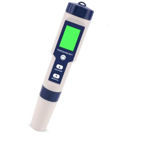 Elektronischer 5-in-1-PH-Meter-Tester, misst pH-Wert, TDS, EC-Salzgehalt und Temperatur, Wasserqualitätstester, LCD-Anzeige und Ablesegenauigkeit, für Trinkwasser, Aquarien, Schwimmbäder usw.