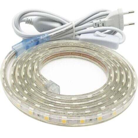 Aougo – 3M LED-Streifen 220V – 60 LEDs/m – 20 Lumen pro LED – IP65 wasserdicht – warmweiß – für Küchen und Büros (1/5)