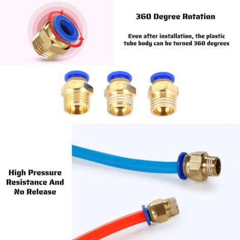 Buisschroefverbindingen Drukconnector 8mm - Snelle Push-In Pneumatische Aansluiting G1/2, Drukbestendig