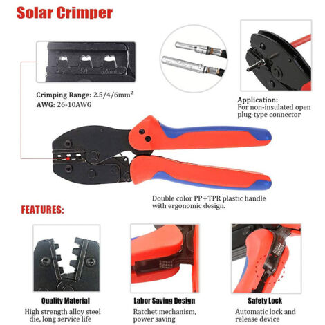 Solar-Crimpwerkzeuge, 23-teiliges Crimpwerkzeug-Set, MC4-Solarkabelstecker, 2,5 bis 6 mm², Solar-Crimpwerkzeuge für Solarpanel-PV-Kabel