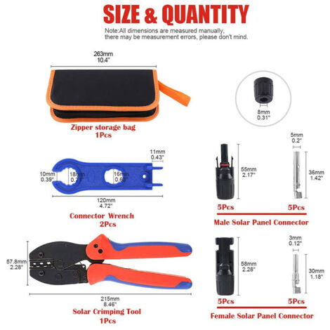 Solar-Crimpwerkzeuge, 23-teiliges Crimpwerkzeug-Set, MC4-Solarkabelstecker, 2,5 bis 6 mm², Solar-Crimpwerkzeuge für Solarpanel-PV-Kabel