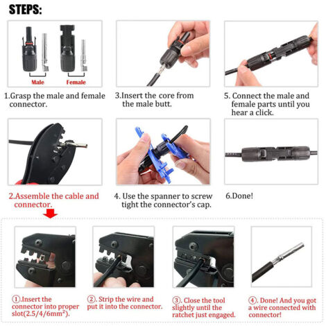 Solar-Crimpwerkzeuge, 23-teiliges Crimpwerkzeug-Set, MC4-Solarkabelstecker, 2,5 bis 6 mm², Solar-Crimpwerkzeuge für Solarpanel-PV-Kabel