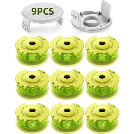 11 Stück aktualisiertes Modell Spulen-Fadentrimmer, geeignet für Ryobi One +18 V, 24 V, 40 V Fadentrimmer, Ø 2,0 mm und 3,5 m Länge AC14RL3A Ersatz-Fadentrimmer (9 Spulen, 2 Abdeckungen) (1/5)