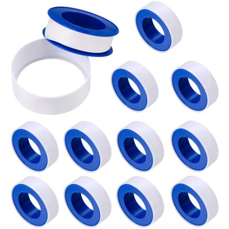 PTFE-Dichtungsband, industrielles Markierungsband, Teflon-Sanitär-Dichtungsbänder, 12 mm x 10 m Rolle Rohrband – 12 Stück