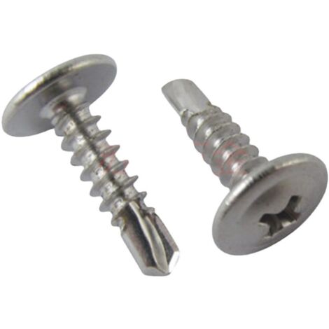 C44741 – Packung mit 100 Stück – selbstbohrende Blechschrauben – großer gewölbter Kopf – Ø4,2 x 19 mm – verzinkter Stahl – PH/Kreuzförmige Aussparung – Heimwerken – Renovierung (1/5)