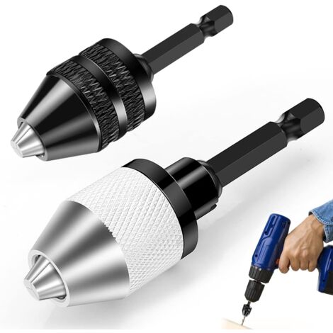 2-teiliges Bohrfutter, sechseckiges selbstspannendes Bohrfutter 6,35 mm (1/4 Zoll), Schraubendreherfutterkapazität 0,3–6,5 mm, Schnellspannbohrfutter, für Elektroschrauber-Bohrer-Umrüstwerkzeug (1/5)
