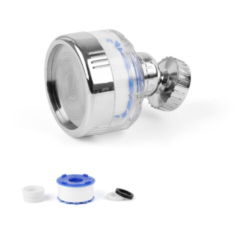 Antikalkfilter, Wasserhahnfilter aus PP-Baumwolle, 360° drehbarer Edelstahl, 4 cm Filterelement, Wasserhahnfilter für Wasserhähne, Badewannen und Duschköpfe