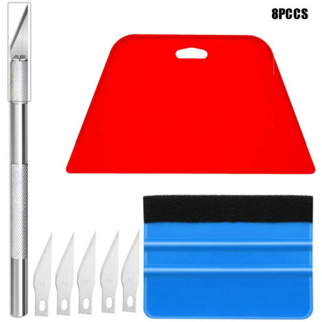 NPTERBL 8-teiliges Tapetenglättungs-Werkzeug-Set, Vinyl-Rakel, Filz-Rakel, Folien-Vinyl-Schneidwerkzeug, Abdeck-Set, Autofensterfolien-Werkzeuge