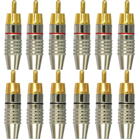 12 Stück RCA-Stecker, RCA-Audio-Video-Anschlüsse, RCA-Terminal-Audio-Anschluss, lötfreier RCA-Anschluss, RCA-Stecker-Klinken-Anschlüsse