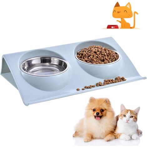 Hunde- und Katzennapf, rutschfester Katzen- und Hundenapf, Hundenapf für Katzen, Kätzchen, Welpen, doppelter Edelstahl-Hunde- und Katzennapf, Edelstahlnapf, rutschfester Boden