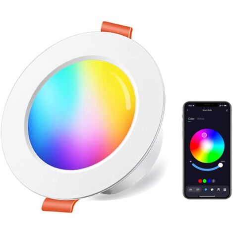 LED-Einbaustrahler, 10 W (entspricht 80 W), RGB-Dimmfarbe, RGBW, IP44, 3000–6500 K, rund, dimmbar, mit Fernbedienung, Einbaustrahler (4er-Set) (1/5)
