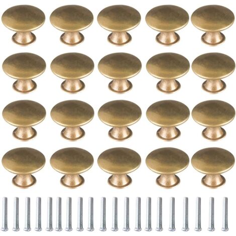 Aougo – 20 Stück Vintage-Möbelknöpfe aus Messing – Pilzform 30 x 21 mm – Gelbbronze – Für Schubladen, Schränke, Türen (1/5)