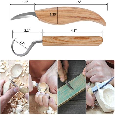 Holzschnitzwerkzeug-Set, 3-in-1-Holzschnitzset, inklusive Hakenmesser für die Holzbearbeitung, Schnitzmesser und Detailschnitzmesser