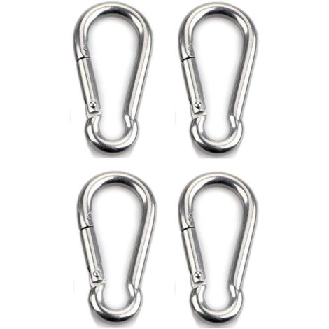4-teiliger Befestigungskarabiner für schwere Beanspruchung, Sport, Hunde, Schaukelhängematte, 304 Edelstahl, 8 mm Dicke