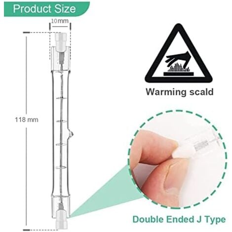 Lot de 5 R7S Ampoule Halogène 118mm 400W 230V, Tige Halogène R7S 118mm, Ampoule Halogène r7s Lampe Tige Halogène Dimmable pour Spot de Bâtiment, Eclairage Paysage de Travail, Eclairage Salon