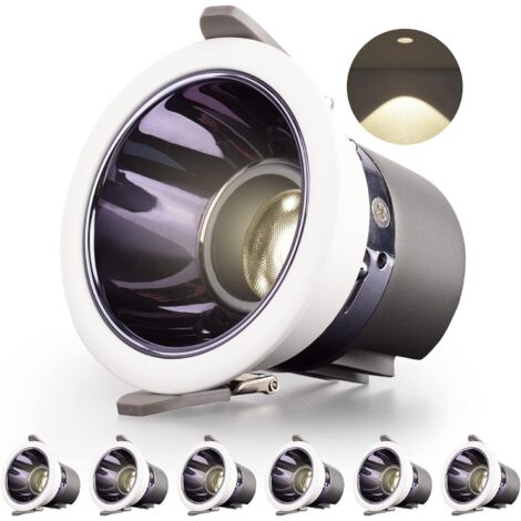 LED-Einbaustrahler für Badezimmer, 6 Stück, 7 W, 700 lm = 70 W, Glühlampe, IP44, Naturweiß 4000 K, AC 220–240 V, Ausschnitt 70–75 mm, ultraschlanke, runde Deckeneinbauleuchte für Küche, Wohnzimmer (we