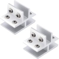 2 Stück verstellbare T-förmige Glasklemme, 3 Seiten, Aluminiumlegierung, Glasregal-Klemmhalter für 10–12 mm Dicke, 180 Grad