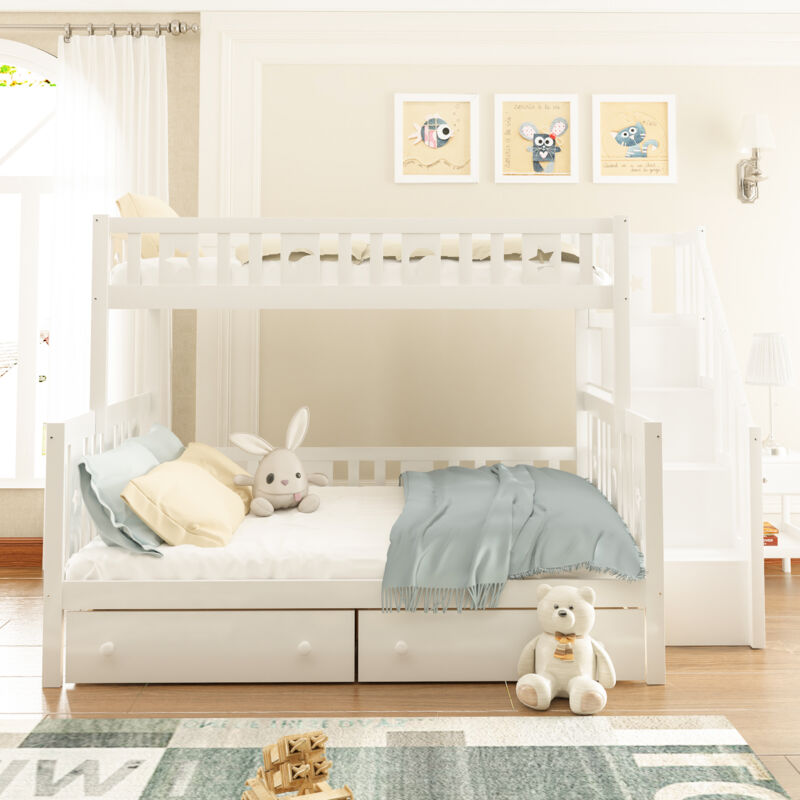 Letto A Castello Con Scivolo Per Bambini - Forma Casa, 90x200 Cm, Bianco, Capacità 120 Kg - Foto 4