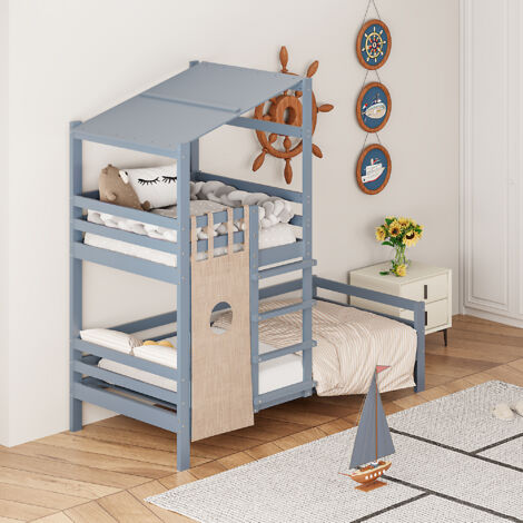 Letto Per Bambini - 90 X 200 Cm - Con Contenitore + Scrivania Con Prese Elettriche Legno Bianco