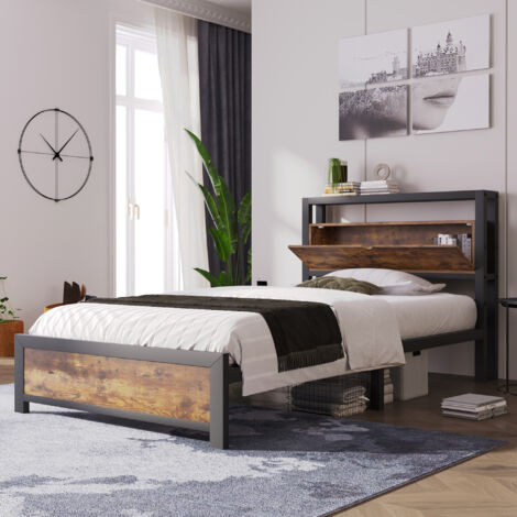 Testiera Letto In Legno E Metallo Stile Industriale - Per Letto Matrimoniale Queen, 152 Cm - 4