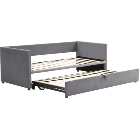 Divani letti estraibile 90/180x200 cm, multifunzionale, velluto, letti per adulti e bambini, grigio - B
