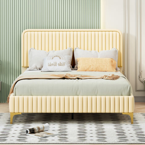 Letto Imbottito 140x200 Con Luci LED E Testiera Regolabile | Base Doghe E Contenitore | Idraulico A Sollevamento - Foto 7