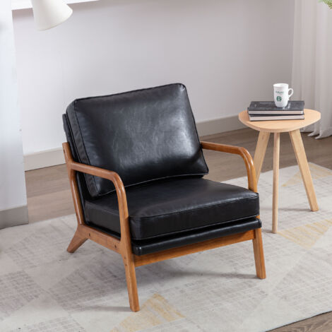 Ya-Home Poltrona Imbottita Sedia da Salotto in Tessuto Poltroncine Salotti con Gambe in Legno Poltroncina Moderna per Camera da Letto/Soggiorno/Caffè, Bianco