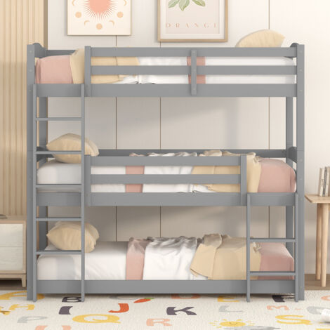 Letto A Castello Tripli 90 X 200 Cm Con Protezione Anticaduta Pino letto-a-castello-tripli-90-x-200-cm-con-protezione-anticaduta-pino