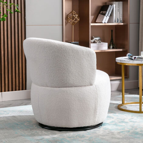EGGUITAR Moderna poltrona girevole per soggiorno e camera da letto, girevole a 360°, con comodo tessuto Polyblend, perfetta come poltrona lounge, poltrona da club o da toeletta (nero