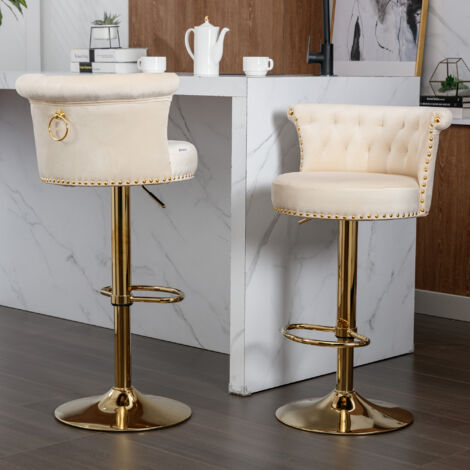 Set Di 2 Sgabelli Da Bar Regolabili In Altezza, Design Industriale Girevoli, Seduta In Ecopelle, Portata 120kg - Marrone