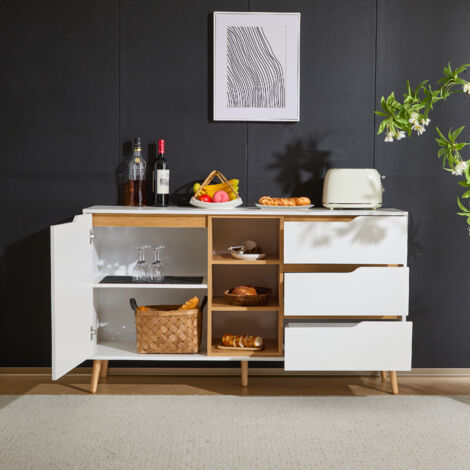 Armadio Da Cucina Alto Con LED E Ripiani Regolabili - Credenza Buffet Per Dispensa E Vini - Foto 5