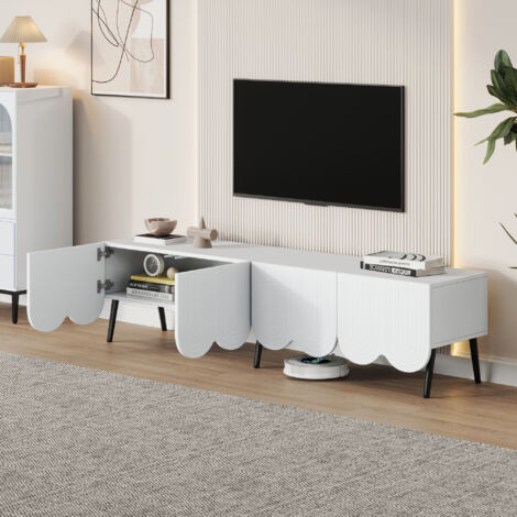 Mobile porta tv 120 cm in legno cannettato noce e nero - Sven