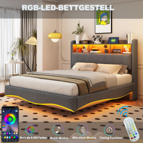 BRILVERDE Letto imbottito 160x200 con Contenitore idraulico, Letto