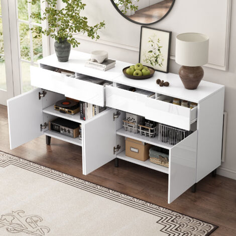 Credenza Cassettiera con 4 cassetti - pannelli di particelle - Nero