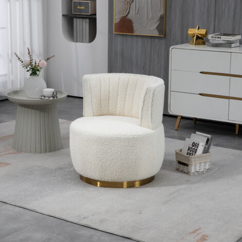 Sedia Girevole Moderna In Velluto Teddy – Poltrona A Secchiello 360° Arancione, Struttura Robusta 150 Kg