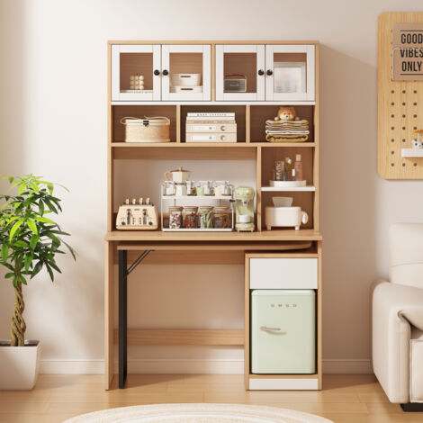 Sweetcrispy Scrivania Per Computer 122 Cm Con Cassetti E Ripiani - Design Moderno, Struttura Robusta - Per Casa, Ufficio, Camera Da Letto - Nero - 6