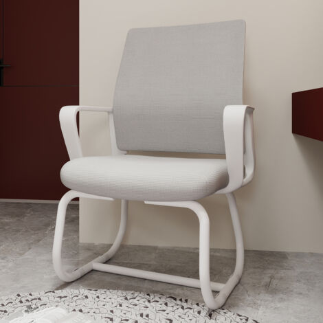 Sedia da ufficio - Struttura in metallo, Poltrona imbottita, Poltrona lounge, Sedia da ufficio a doppio uso, Grigio + Bianco