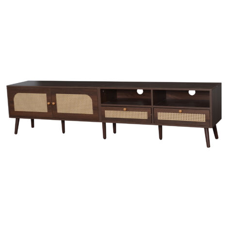 Gegtuon Mobile TV per Televisore 75/80 Pollici, Moderno Porta TV per Soggiorno con Contenitore Cassetti, Mobili Basso in Legno con Ante e Piedini per Salotto Camera da Letto, 190x40x34 cm, Bianco+Nero
